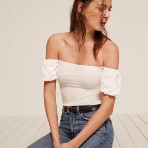 Naranja Off the Shoulder White Reformation Top